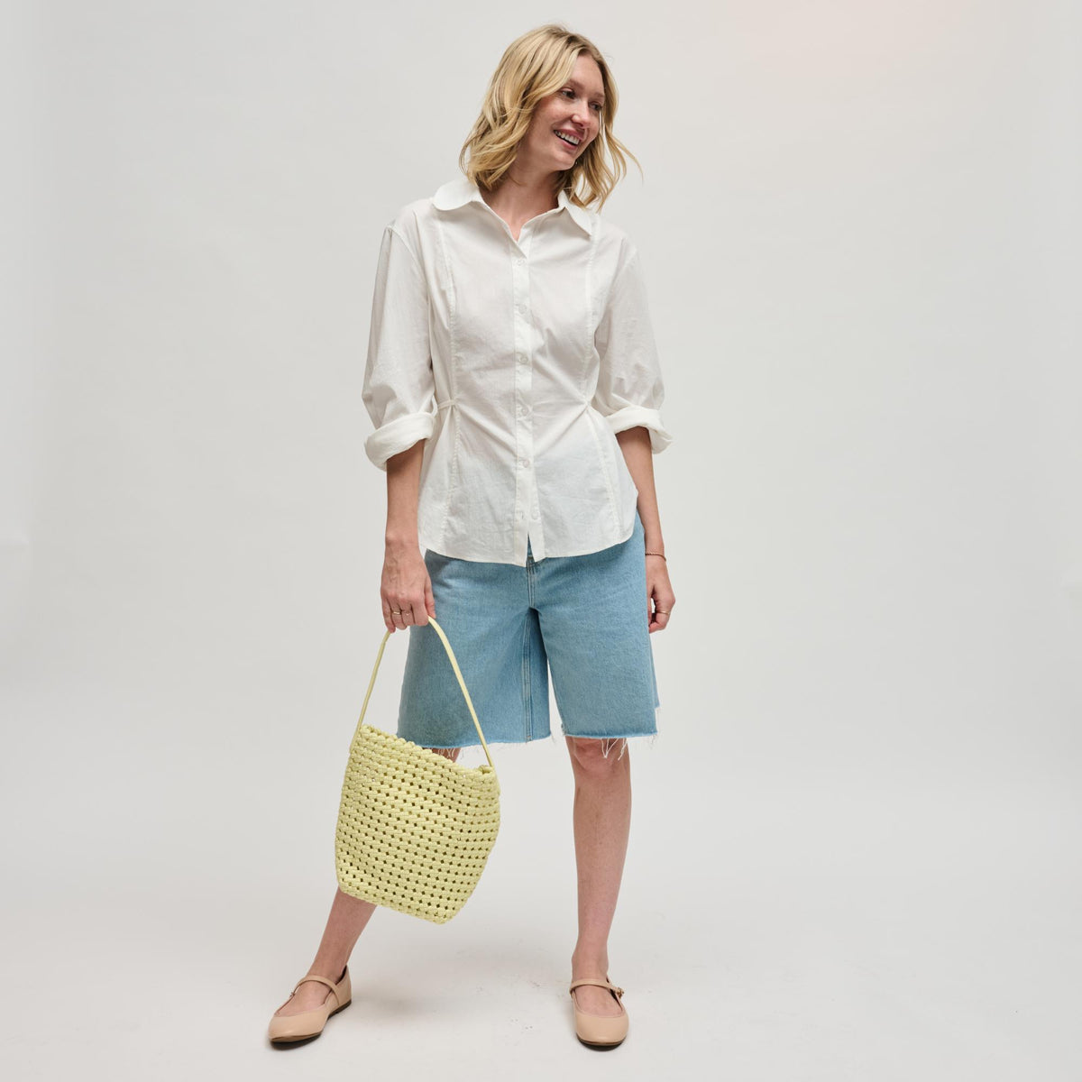 Woman wearing Butter Sol and Selene Gaia Shoulder Bag 841764112802 View 4 | Butter