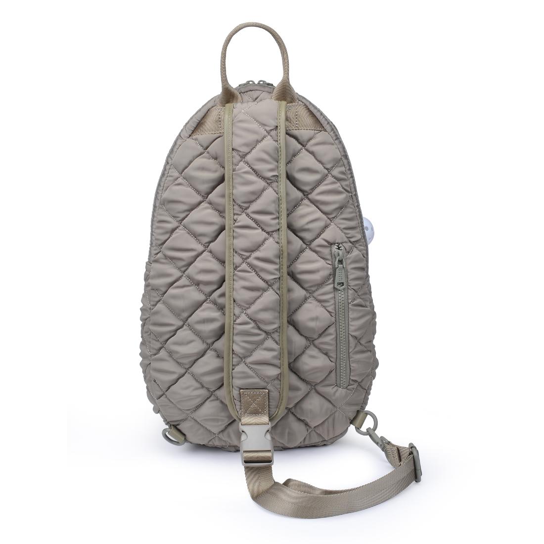 Woman wearing Desert Sage Sol and Selene Match Point - Quilted Puffer Pickleball & Paddle Tennis Sling Backpack 841764112000 View 7 | Desert Sage