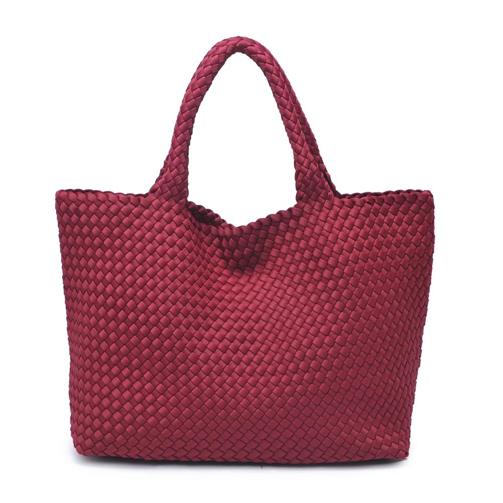 Woman wearing Wine Sol and Selene Sky's The Limit - Large Tote 841764108928 View 5 | Wine