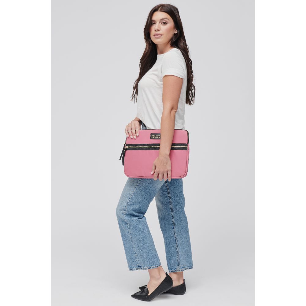 Woman wearing Blush Sol and Selene Self Made Computer Laptop Sleeve 841764103893 View 4 | Blush