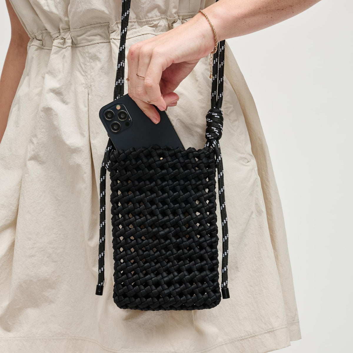 Woman wearing Black Sol and Selene Eos Cell Phone Crossbody 841764113014 View 2 | Black