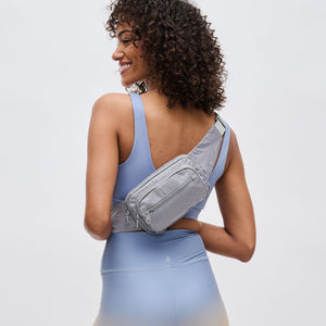 Woman wearing Grey Sol and Selene Hip Hugger Belt Bag 841764103251 View 1 | Grey