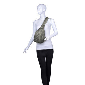 Woman wearing Light Olive Sol and Selene On The Run Sling Backpack 841764104449 View 2 | Light Olive