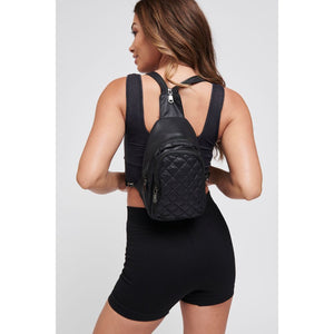 Woman wearing Black Sol and Selene On The Run Sling Backpack 841764104401 View 1 | Black