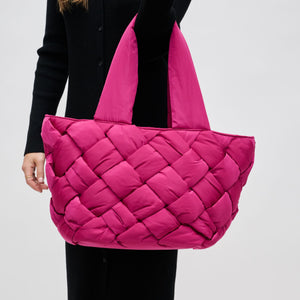 Woman wearing Magenta Sol and Selene Intuition East West Tote 841764107556 View 4 | Magenta