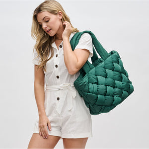 Woman wearing Emerald Sol and Selene Intuition East West Tote 841764107563 View 2 | Emerald