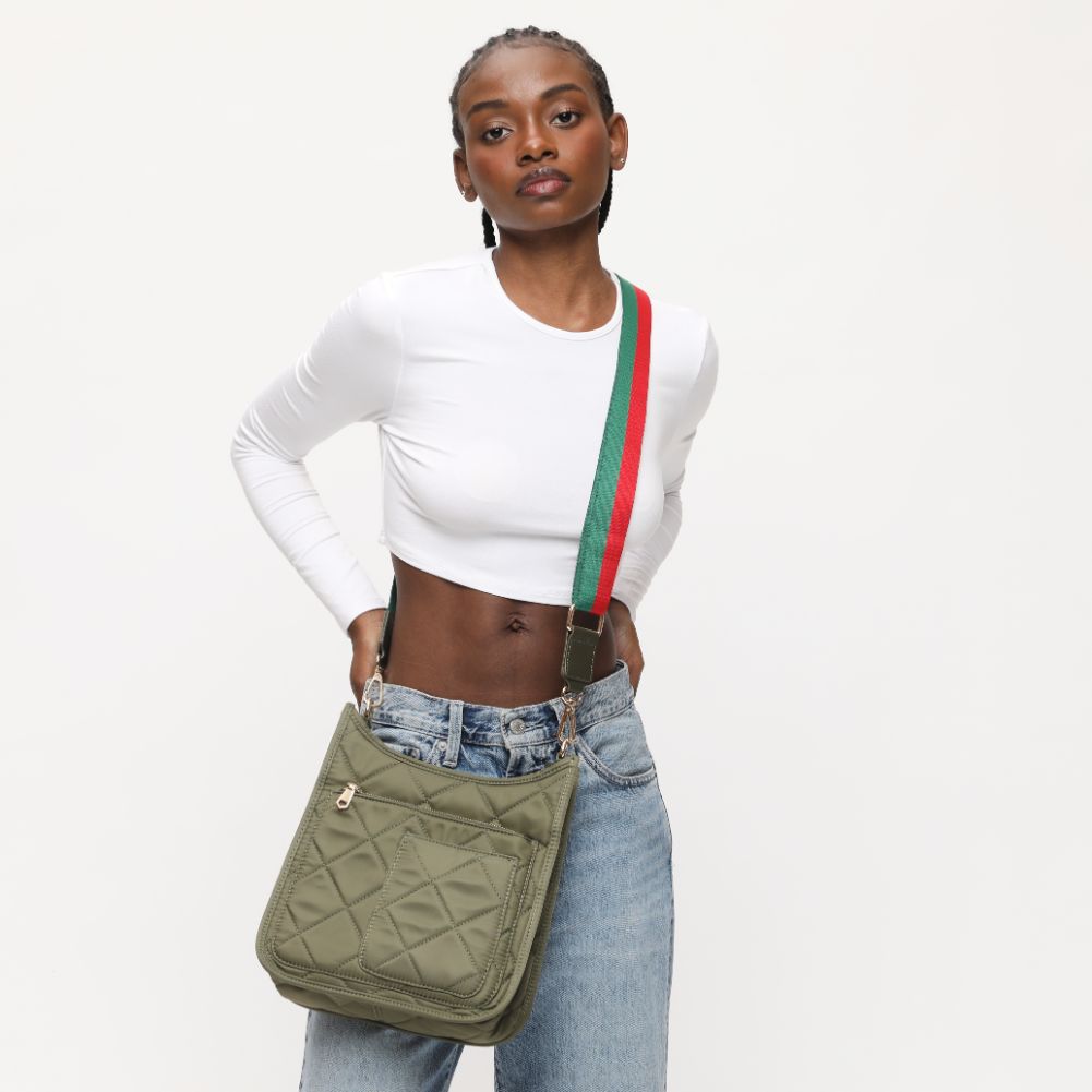 Woman wearing Olive Sol and Selene Motivator Messenger Crossbody 841764108416 View 2 | Olive