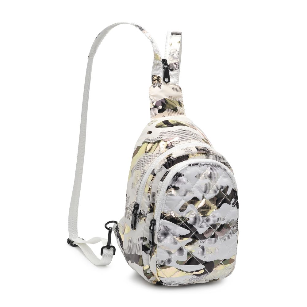 Sol and Selene On The Run Sling Backpack 841764106290 View 6 | White Metallic Camo