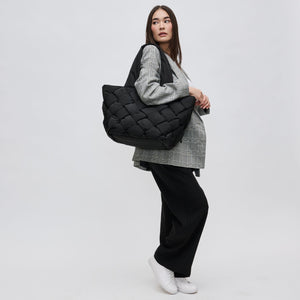 Woman wearing Black Sol and Selene Intuition East West Tote 841764107297 View 3 | Black