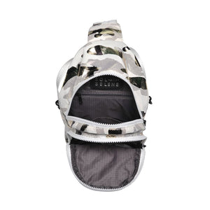 Sol and Selene On The Run Sling Backpack 841764106290 View 8 | White Metallic Camo