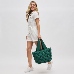 Woman wearing Emerald Sol and Selene Intuition East West Tote 841764107563 View 3 | Emerald