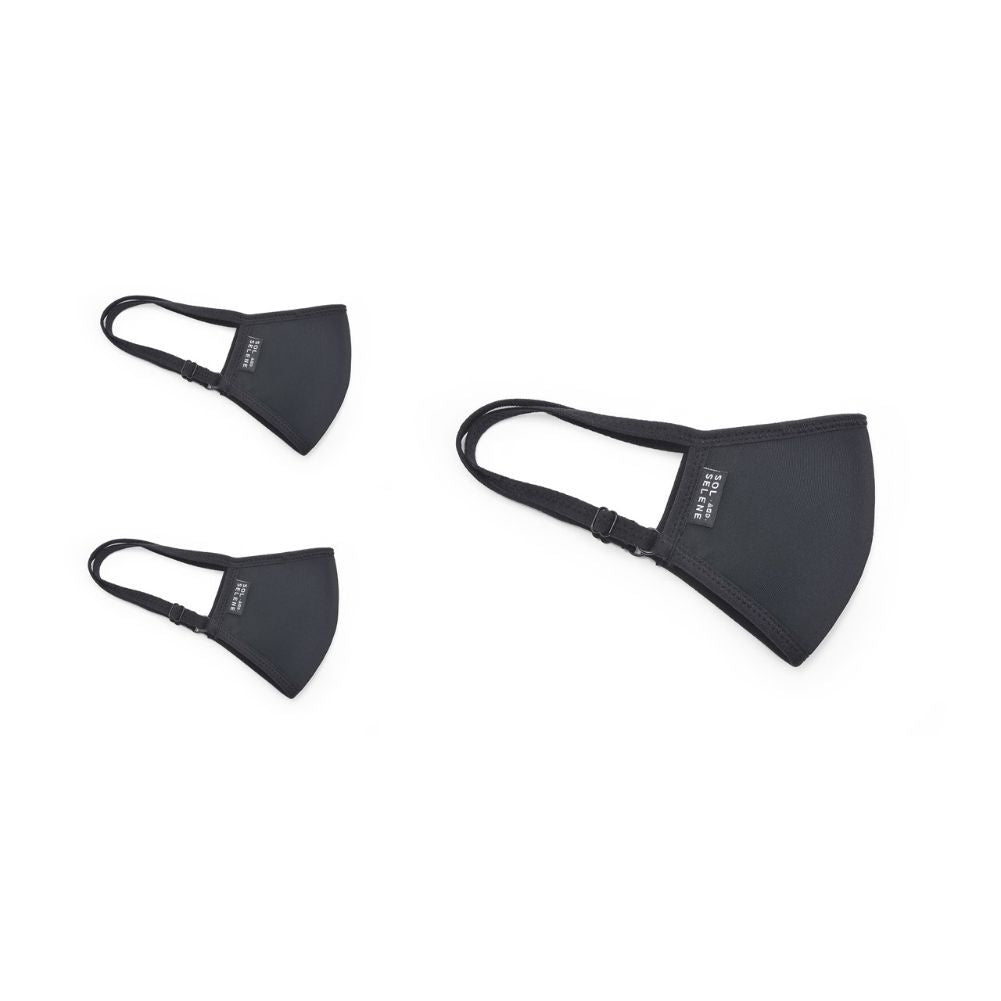 Sol and Selene Protective Face Mask for Children - 3 Piece Pack Masks 841764107433 View 1 | Black
