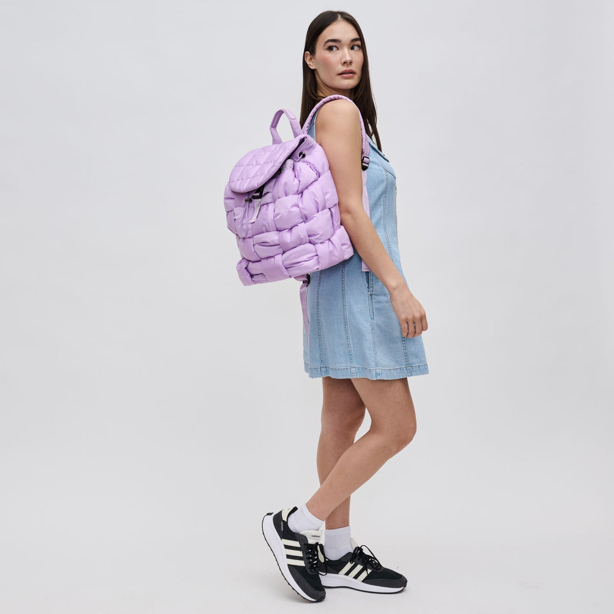 Woman wearing Lilac Sol and Selene Perception Backpack 841764107969 View 3 | Lilac