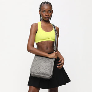 Woman wearing Carbon Sol and Selene Motivator Messenger Crossbody 841764108485 View 3 | Carbon