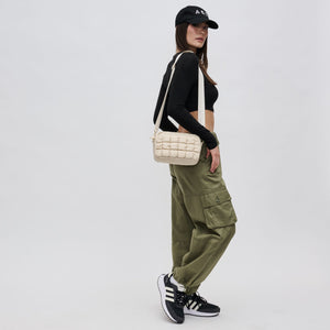 Woman wearing Cream Sol and Selene Inspiration - Quilted Nylon Crossbody 841764108430 View 3 | Cream