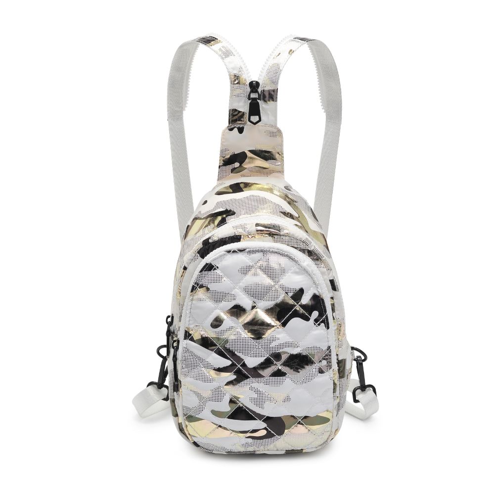 Sol and Selene On The Run Sling Backpack 841764106290 View 5 | White Metallic Camo