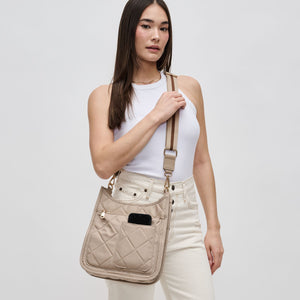 Woman wearing Nude Sol and Selene Motivator Messenger Crossbody 841764107518 View 1 | Nude