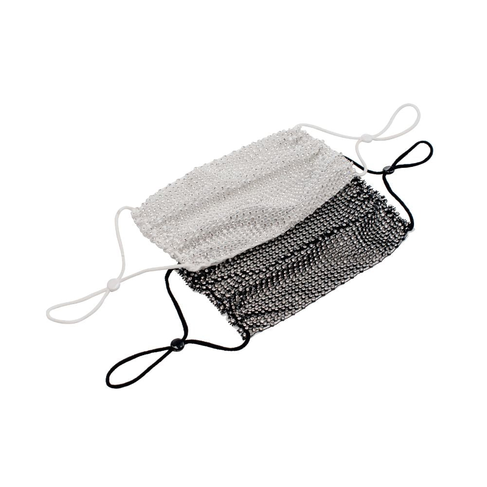 Woman wearing Black / Silver Sol and Selene Rhinestone Face Mask - 2 Piece Pack Masks 841764106009 View 1 | Black / Silver