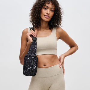 Woman wearing Black Marble Sol and Selene Hip Hugger Belt Bag 841764105804 View 2 | Black Marble