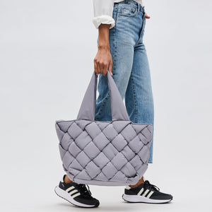 Woman wearing Carbon Sol and Selene Intuition East West Tote 841764107334 View 3 | Carbon