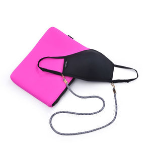 Sol and Selene Essential Mask Kit  - Face Mask, Pouch, Lanyard Masks 841764106085 View 5 | Hot Pink/Black/Stripes