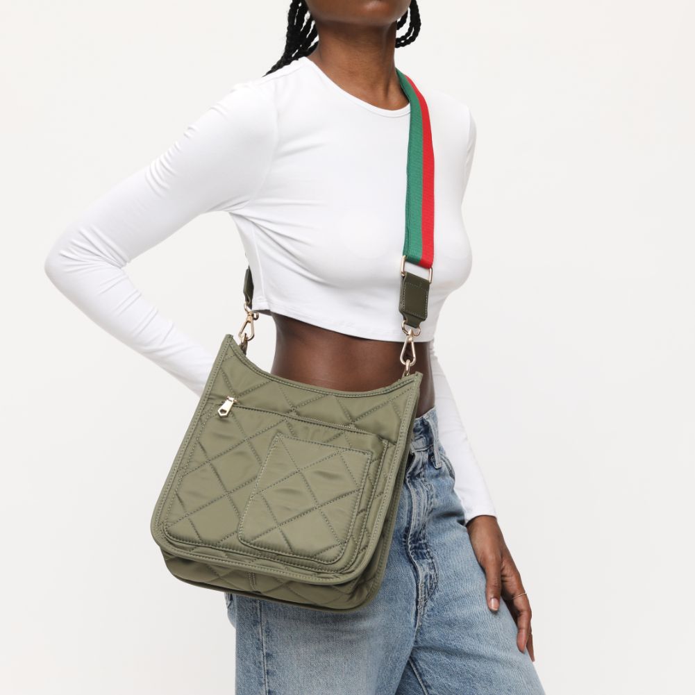Woman wearing Olive Sol and Selene Motivator Messenger Crossbody 841764108416 View 4 | Olive