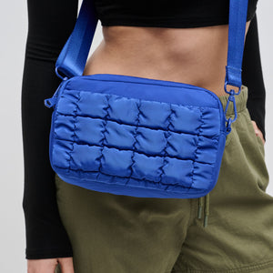 Woman wearing Cobalt Sol and Selene Inspiration - Quilted Nylon Crossbody 841764108409 View 4 | Cobalt