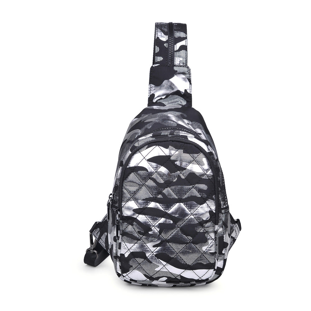 Sol and Selene On The Run Sling Backpack 841764104432 View 5 | Silver Metallic Camo