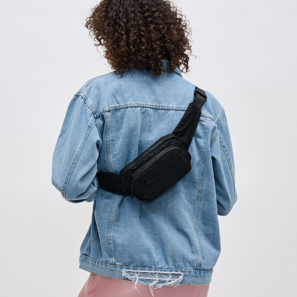Woman wearing Black Sol and Selene Hip Hugger Belt Bag 841764102896 View 2 | Black