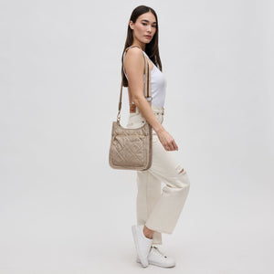 Woman wearing Nude Sol and Selene Motivator Messenger Crossbody 841764107518 View 3 | Nude