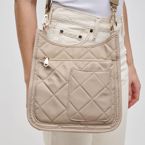 Woman wearing Nude Sol and Selene Motivator Messenger Crossbody 841764107518 View 4 | Nude