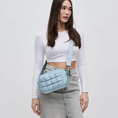 Woman wearing Sky Blue Sol and Selene Inspiration - Quilted Nylon Crossbody 841764109420 View 1 | Sky Blue