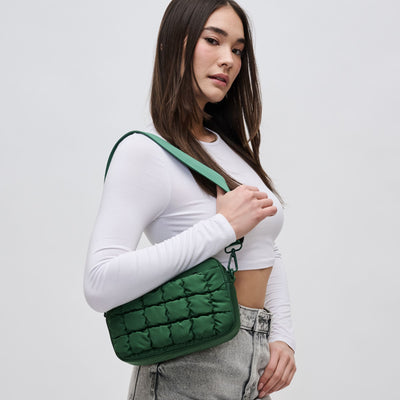 Woman wearing Emerald Sol and Selene Inspiration - Quilted Nylon Crossbody 841764108393 View 1 | Emerald