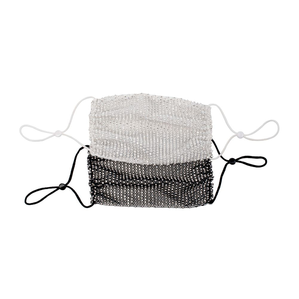 Sol and Selene Rhinestone Face Mask - 2 Piece Pack Masks 841764106009 View 7 | Black / Silver