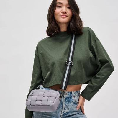 Woman wearing Carbon Sol and Selene Inspiration - Woven Nylon Crossbody 841764107594 View 1 | Carbon