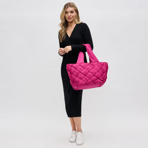 Woman wearing Magenta Sol and Selene Intuition East West Tote 841764107556 View 3 | Magenta