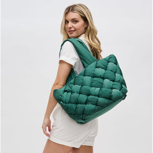 Woman wearing Emerald Sol and Selene Intuition East West Tote 841764107563 View 1 | Emerald