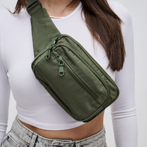 Woman wearing Olive Sol and Selene Hip Hugger Belt Bag 841764108270 View 4 | Olive